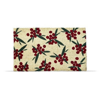 TAG 1'6" x 2'6"  Winter Berries Coir Mat Rectangle Indoor and Outdoor Coir Door Welcome Mat