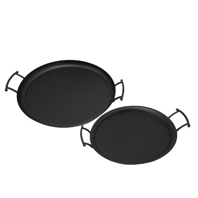 VIP Metal 18.03 in. Black Round Tray Set of 2