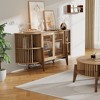 LuxenHome 2-Door and Open Storage 59-Inch Wide Sideboard Server Cabinet with Rubberwood Legs - 2 of 4