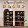 NewHome"6-Tier Bamboo Shoe Cabinet with Hollow Doors & Handles, Freestanding Shoe Organizer, 154lbs Capacity"Bamboo - 2 of 4
