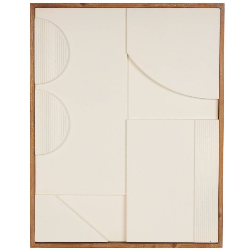 Olivia &#38; May 30&#34;x24&#34; Wood Geometric Wall Decor with Brown Wood Frame Cream, 1 of 7