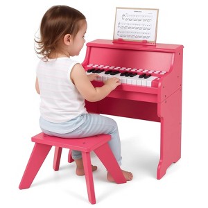Costway 25 Keys Digital Piano with Music Stand Stool Lighted Keys Teaching Mode for 3+ Kids Black/Pink/Brown - 1 of 4