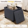 Square Leather Ottoman with Reversible Tray Lid – Hidden Storage Footrest, Small Coffee Table, Sturdy Design – 18”x18” - 4 of 4