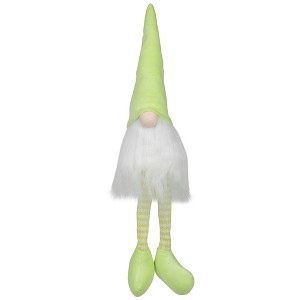 Northlight 16" Lime Green and White Sitting Spring Gnome Figure - 1 of 4