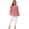 Agnes Orinda Women's Plus Size Chiffon 2-Layered Ruffle Short Sleeve Round Neck Top - 3 of 4