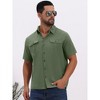INSPIRE CHIC Men's Solid Short Sleeve Button Down Chest Pockets Linen Shirt - 4 of 4