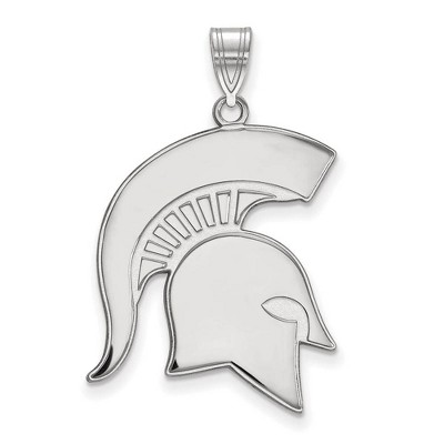 Black Bow Jewelry 14k White Gold Michigan State Spartans NCAA Extra Large Pendant