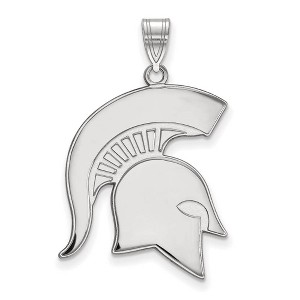 Black Bow Jewelry 14k White Gold Michigan State Spartans NCAA Extra Large Pendant - 1 of 3