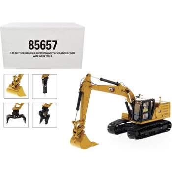 Cat Caterpillar 323 Hydraulic Excavator Next Generation Design & Operator & 4 Work Tools "High Line Series" 1/50 Diecast Masters