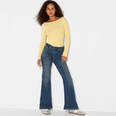 Women's Slim Fit Long Sleeve Round Neck T-Shirt - Wild Fable™