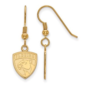 Black Bow Jewelry 14k Yellow Gold Plated Sterling Silver Florida Panthers NHL Dangle Earrings - 1 of 3