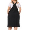 Women's Plus Size Overall Distressed Racerback with Pockets Denim Jumpers Dress - Agnes Orinda - 4 of 4