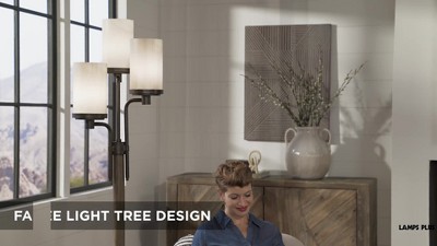 Bronze Faux Wood Multi-Head Torchiere Floor Lamp