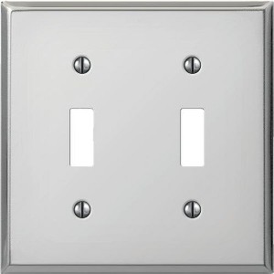 Amerelle PRO 2-Gang Stamped Steel Toggle Switch Wall Plate, Polished Chrome - 1 of 1
