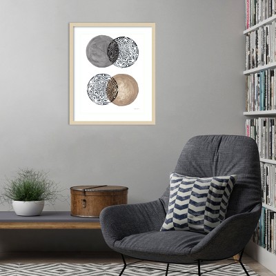 Natural Wood Framed Abstract Mandala Print, 21 x 25 Inches