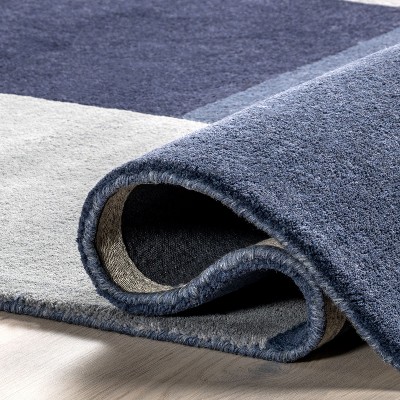 Blue and Gray Handmade Wool Tufted 4' x 6' Area Rug