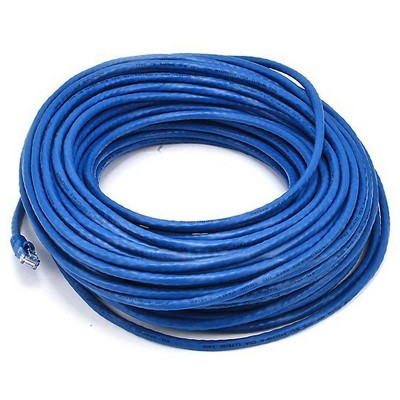 Monoprice Cat5e Ethernet Patch Cable - 100 Feet - Blue | Network Internet Cord - RJ45, Stranded, 350Mhz, UTP, Pure Bare Copper Wire, 24AWG