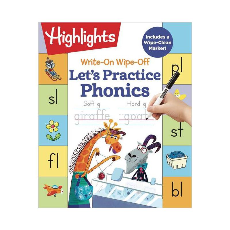 Write-On Wipe-Off Let's Practice Phonics - (Highlights Write-On Wipe-Off Fun to Learn Activity Books) (Spiral Bound), 1 of 2