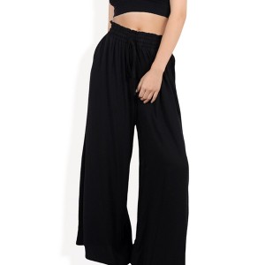 Anna-Kaci Women's High Waist Wide Leg Palazzo Pants With Drawstring Waist And Relaxed Fit - 1 of 4