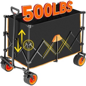 MaseiKar Collapsible Foldable Extended Height Wagon with 500lbs Weight Capacity, Folding Utility Garden Cart with Big All-Terrain Beach Wheels - 1 of 4