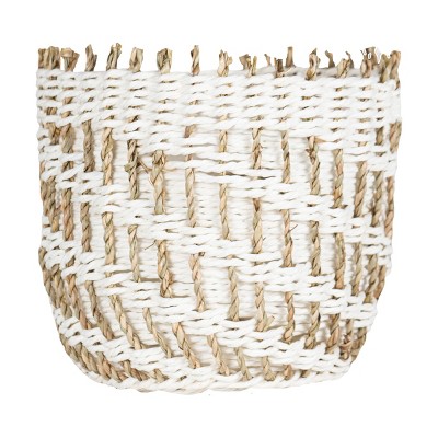White Rope & Seagrass Basket - Foreside Home & Garden