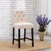 WestinTrends 24" Linen Fabric Tufted Counter Stool - 2 of 4