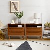 Margery Mid-century Modern 2 - Drawer Nightstand with  Built-In Outlets Set of 2| HULALA HOME - 2 of 4