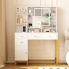 Makeup Vanity Desk with Mirror and Lights,3 Lighting Color,with 3 Drawers, 8 Shelves, 1 Cabinet and Power Outlet for Bedroom Dressing Room - 3 of 4
