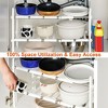 iMountek"2-Tier Under Sink Organizer Rack - Retractable, Space-Saving Storage Shelf, 22LBS Max Load"White - 2 of 4