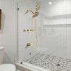 Cobbe Wall Mounted Shower System with 6 Settings ABS Dual Shower Head Bathtub spout and 59-Inch Hose 3-Handle Brushed Gold - 3 of 4