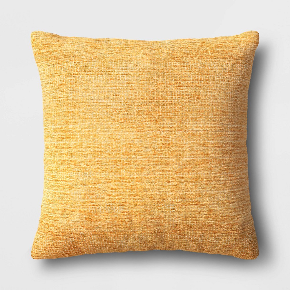 Checkerboard Woven Cotton Square Throw Pillow Yellow - Room Essentials™: Indoor Jacquard Design, Viscose Blend, Polyester Fill