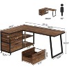 Okak Modern Home Office L-Shaped Computer Desk with Drawers & Shelves,Multifunctional Corner Writing Desk with for Study,Office,Studio - 4 of 4