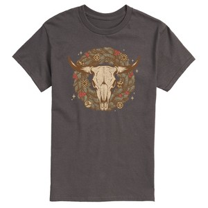 Men's - Instant Message - Cow Skull Wreath Short Sleeve Graphic T-Shirt - 1 of 4