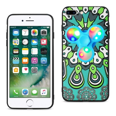 Reiko Design The Inspiration of Peacock iPhone 8 Plus/ 7 Plus Case with LED Fidget Spinner Clip On in Turquoise