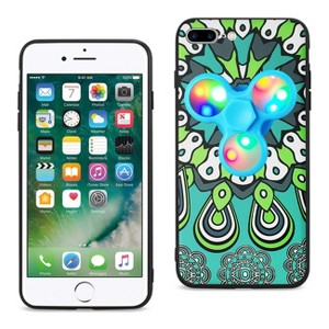 Reiko Design The Inspiration of Peacock iPhone 8 Plus/ 7 Plus Case with LED Fidget Spinner Clip On in Turquoise - 1 of 4