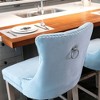 CAVINAS Mid-Century Barstools with Button Tufted and Chrome Nailhead Trim, Velvet Upholstered Dining Chair, Leisure Bar Chairs, Bar Stools, Set of 2 - 2 of 4