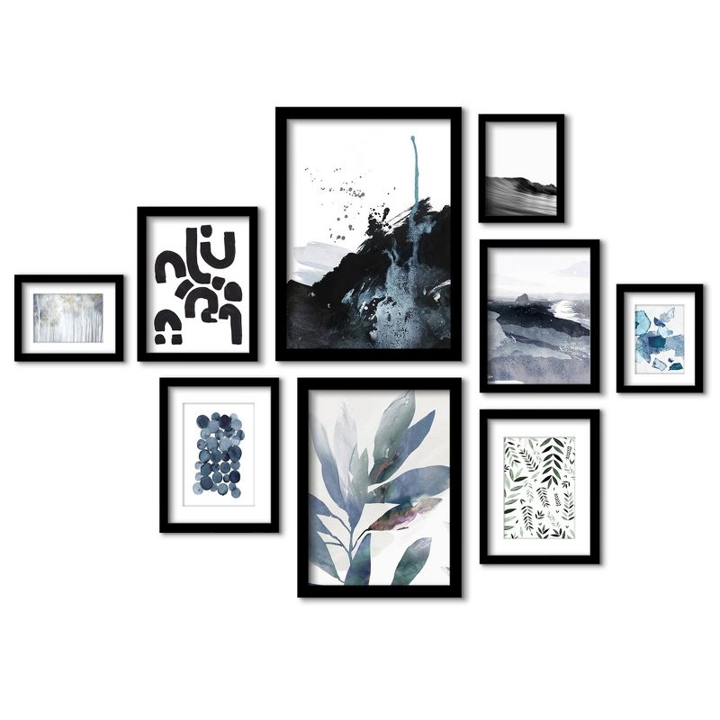 Americanflat Modern (Set Of 9) Abstract Indigo Landscapes Framed Matted Gallery Wall Art Set, 1 of 4