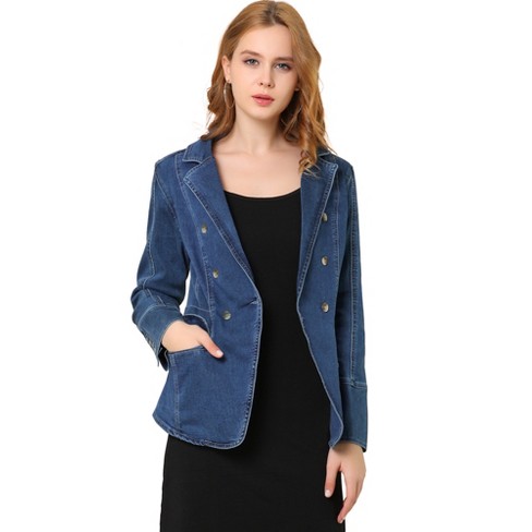 Ladies denim hot sale blazer jacket