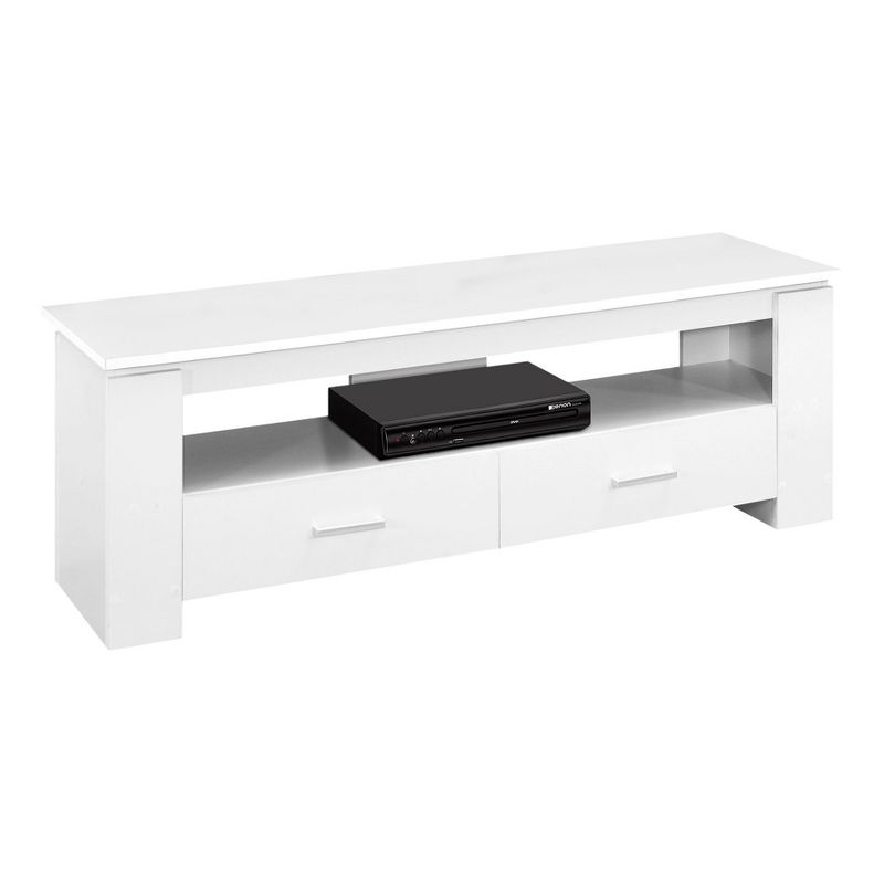 Sleek White 47" TV Stand with Open Shelf and Storage Drawers