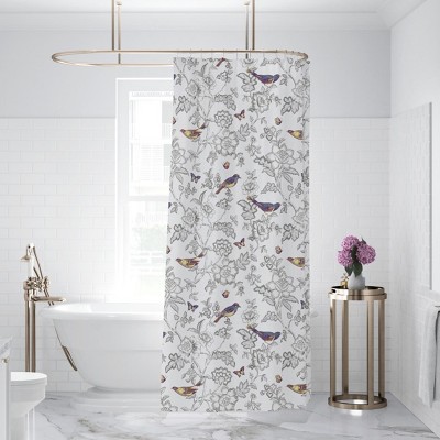 Mockingbird Toile Lined Shower Curtain with Grommets  - Levtex Home