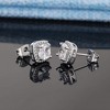 18K White Gold Plated Halo Stud Earrings with Round & Square Cubic Zirconia - 4 of 4