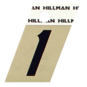 Hillman 1.5 in. Reflective Black Aluminum Self-Adhesive Number 1 1 pc (Case of 6) - 1 of 1