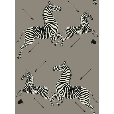 Brewster Zebra Safari Scalamandre Self Adhesive Wallpaper Gray