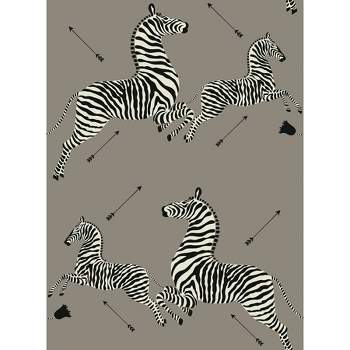 Brewster Zebra Safari Scalamandre Self Adhesive Wallpaper Gray