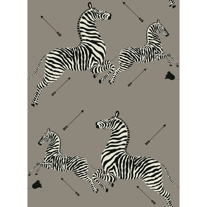 Brewster Zebra Safari Scalamandre Self Adhesive Wallpaper Gray, 1 of 8