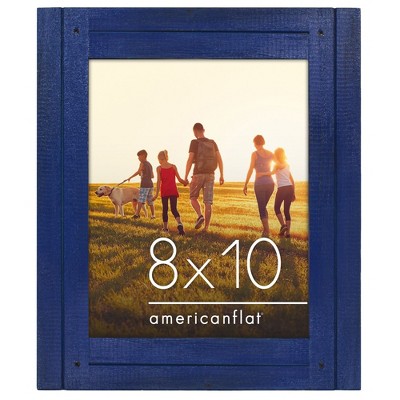 Americanflat 8x10 Picture Frame with Shatter-Resistant Glass - Hampton Collection - Distressed Wood Gallery Picture Frames for Tabletop - Navy Blue