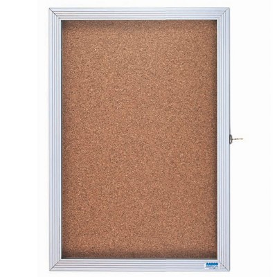 Aarco Products 24"x18" 1-Door Indoor Enclosed Bulletin Board with Aluminum Over Lapping Hinged Door with Lock