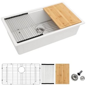 Dcolora 30 Inch White Kitchen Sink Granite Composite Workstation Undermount Quartz Single Bowl Kitchen Sink 30"W x 19"D x 10"H - 1 of 1