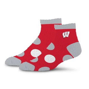 NCAA Wisconsin Badgers Big Dot Fuzzy Sleep Soft Socks - 1 of 3
