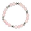 Chisel Stainless Steel Polished 6-8mm Pink Quartz Beaded Stretch Bracelet - 3 of 4